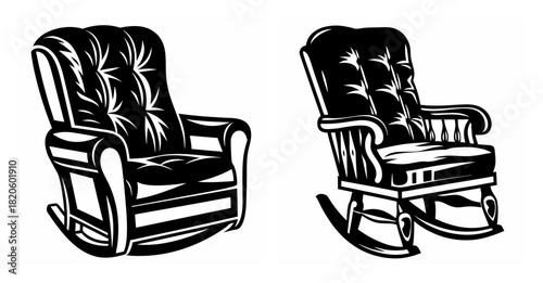 Two distinct rocking chairs classic comfort furniture design imagery