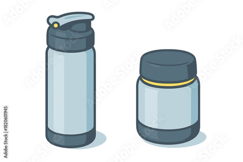 Generic packaging set with tall dispenser bottle and wide supplement jar for cosmetic products