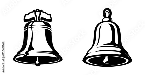 Two classic bell shapes presented side by side in a simple graphic representation for diverse applications