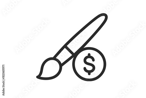 Paintbrush and dollar coin graphic symbolizing creative business and art monetization