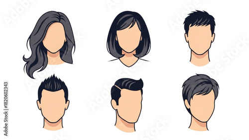 Diverse Vector Hair Styles Customizable Avatar Options