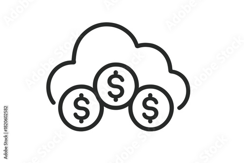 Cloud computing financial services showing digital money storage and online payment costs