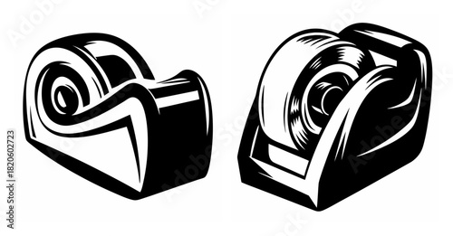 Two adhesive tape dispensers offering convenient cutting and application for office and home use