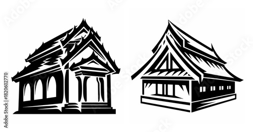 Intricate temple roofline designs showcasing traditional architectural styles and ornamentation