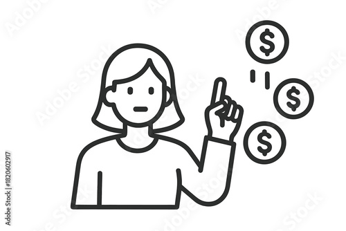 Woman pointing up symbolizing financial growth and money generation strategy