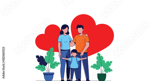 Family illustration happy parents and child vector art design