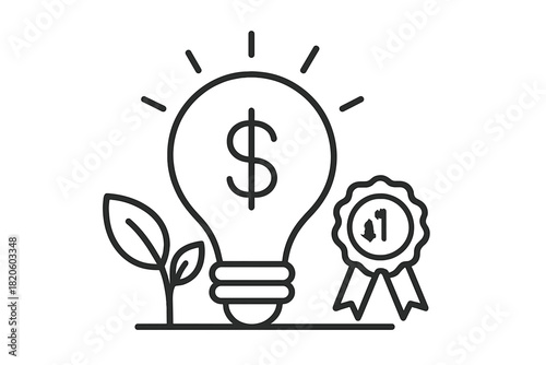 Successful financial idea and profitable business growth concept with award ribbon