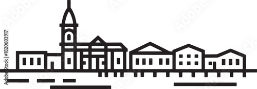 Dresden Skyline Outlines Showcasing Prominent Landmarks in German Cultural Center