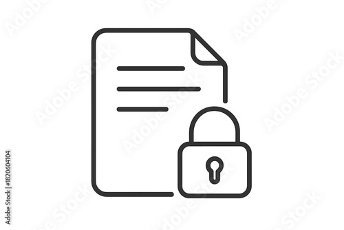 Locked padlock symbol securing a digital document representing data protection and privacy