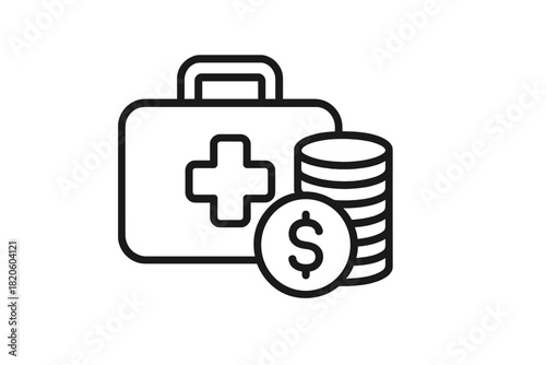 Medical bag and dollar coins symbolizing healthcare costs and financial planning