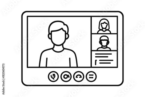 Online video conference meeting interface screen showing multiple participants and control buttons
