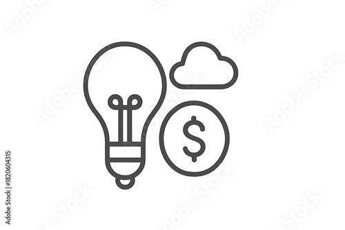 Financial idea generation and cloud computing service cost management concept