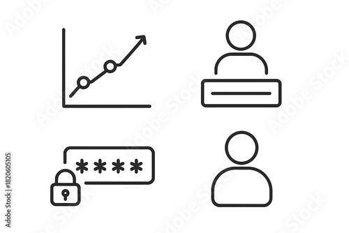 Essential business and user interface concepts: growth chart, login, security, profile