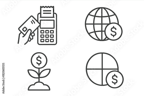 Global transactions, POS payment, financial growth, and market analysis in business and finance