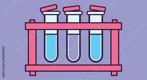 Test tubes in rack science lab equipment chemistry illustration