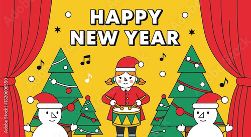 Happy new year christmas holiday celebration festive illustration
