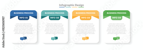 infographic design template. Business Infographic with note paper design vector. timeline concept with 4 step or option. can be used for your design. 