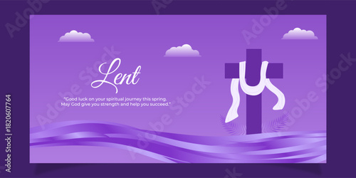 Vector illustration of Lent greeting social media template
