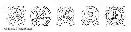 Diversity, accessibility, disability inclusion line art icons set