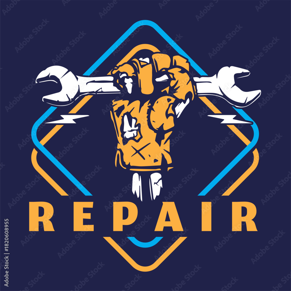 Naklejka premium The Strong Hands of the Repair Expert