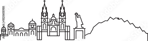 Santiago de compostela city silhouette, european town outline. spain landscape