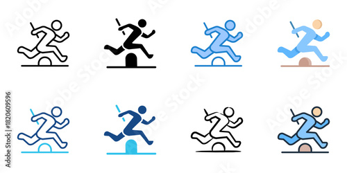 Track and field icon set multiple style collection 
