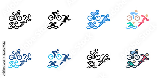 Triathlon icon set multiple style collection 
