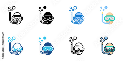 Diving icon set multiple style collection 
