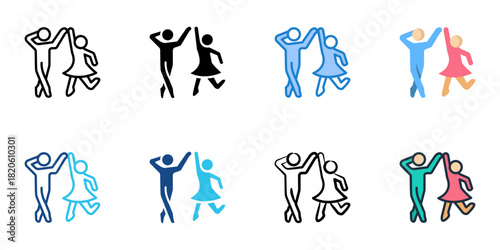 Dance icon set multiple style collection 
