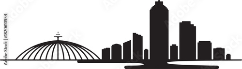 Silhouette of Atlanta Skyline Featuring Prominent Buildings and Distinctive Landmarks