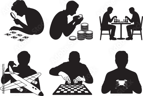 Silhouette of woman detective analyzing evidence with magnifying glass vector