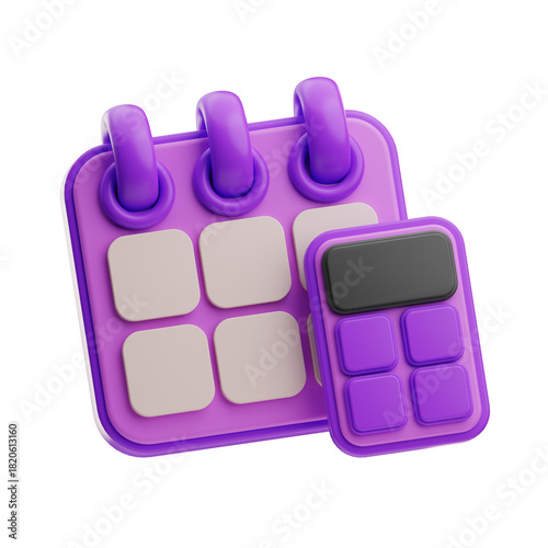 3D model of a detailed monthly budget planner icon.