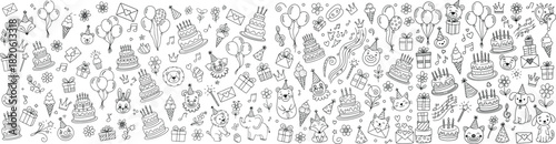 Hand drawn Christmas Gift. light effect, birthday cake, emoji, flower, xmas.