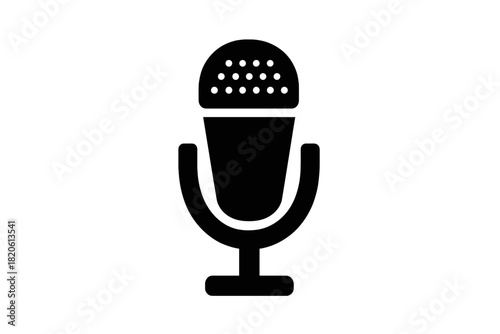 Minimalist retro studio microphone icon used for podcasting and voice recording