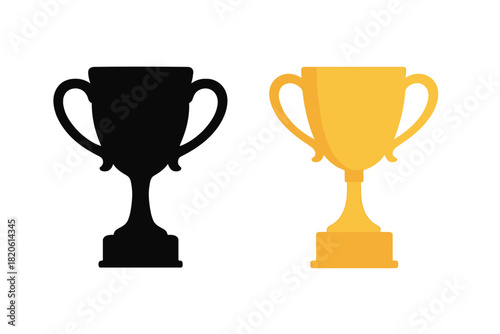 Golden winner cup and black silhouette symbol of achievement and championship prize