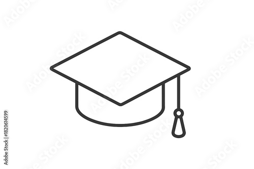 Simple outline academic mortarboard cap with tassel symbolizing education and achievement