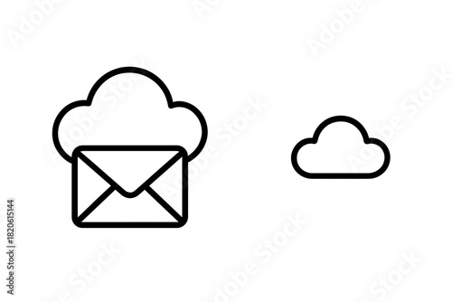 Essential symbols representing cloud computing data storage and electronic mail message delivery services