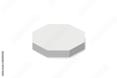 Minimalist white octagonal podium pedestal isolated on a clean background