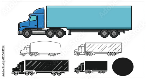 Trucking transportation logistics semi truck vector illustration