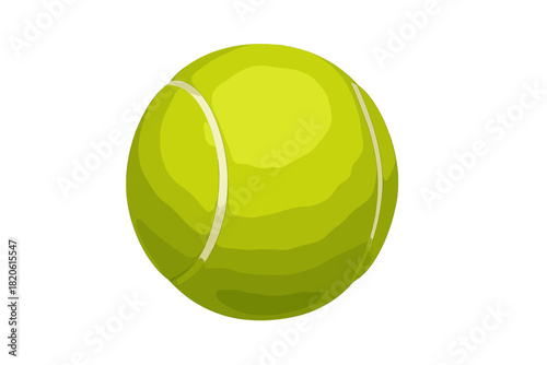 Single fuzzy tennis ball in vibrant lime green color against a pure white backdrop