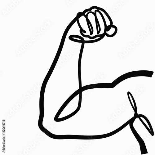 Muscular Arms Men one line drawing. Muscular Arms Men single line illustration. Muscular Arms Men minimalist line art. Muscular Arms Men vector art