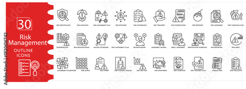 Business Risk, Management Icon Set.Failure Problem Vector Collection, Technical Mechanical Icon Pack ,Engine, Machine, System. Service Symbols, Business Warning Illustration Set.Editable Stroke