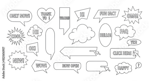 Vector speech bubbles collection communication message elements