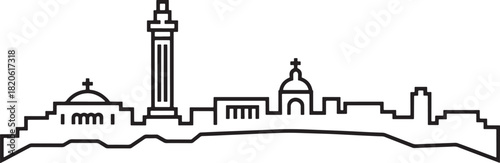 Valletta city silhouette, european town outline. malta landscape vector art