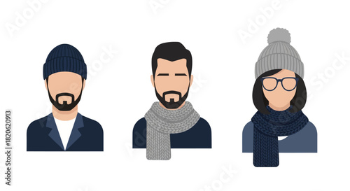 Diverse group of stylish avatars, ideal for presentations, websites, and social media profiles showing inclusivity and modern design trends