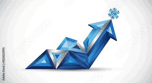 Winter's upward trend shows powerful growth with a cool blue arrow and snowflake detail, suggesting innovative seasonal progress