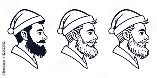 Three profile illustrations of men with different beard styles wearing beanies.