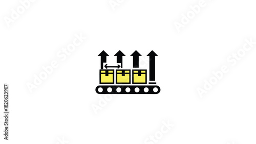 Automated conveyor belt system moving cargo boxes illustrating efficient logistics and industrial automation in a modern warehouse or factory setting