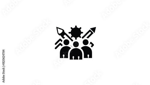 Vibrant abstract paint strokes artfully merging with modern digital icons creating a dynamic and visually engaging graphic design element for creative projects