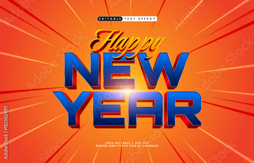 happy new year editable text effect